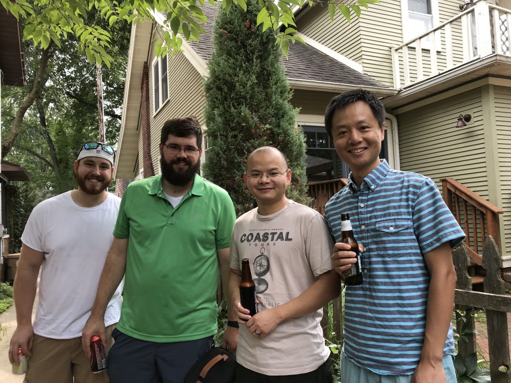Lab members smile for the camera in Dr. Ed Chapman's back yard.